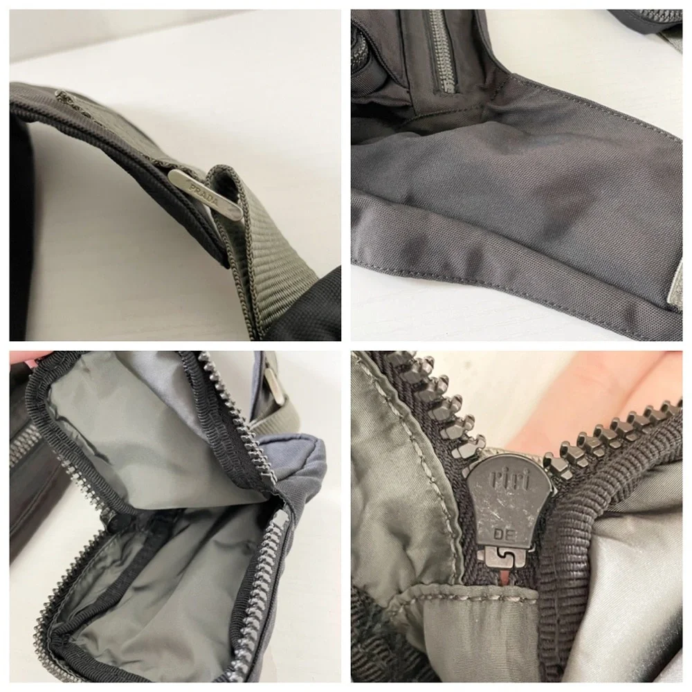 Prada black canvas vintage unisex crossbody bag with pouch